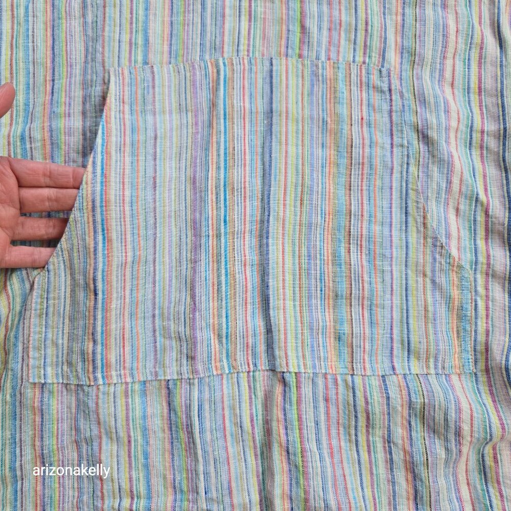 The Salting Linen Hoodie Coverup Tunic Size 000 Colorful Stripe Unisex - Picture 9 of 13